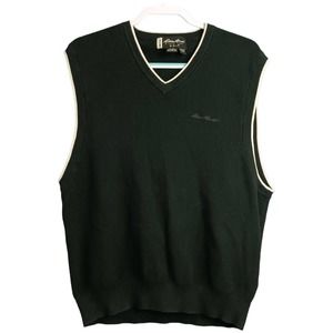 Eddie Bauer Sweater Vest Mens XL EBTEK Black V-Neck Classic Golf Preppy